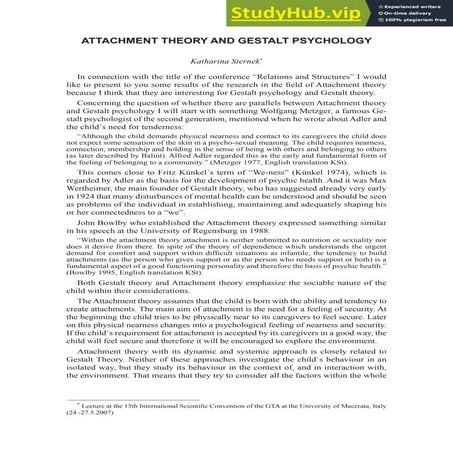 Attachment Theory And Gestalt Psychology 2007 | PDF