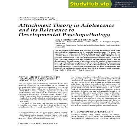 Attachment Theory In Adolescence And Its Relevance To Developmental ...