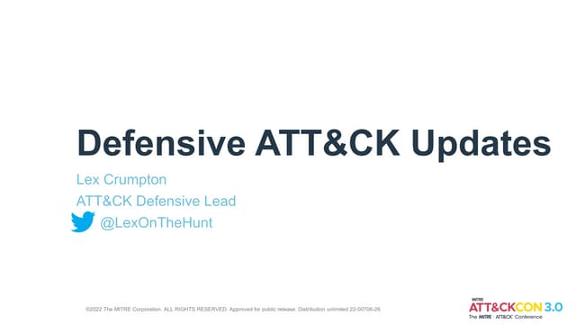 ATT&CK Updates- Defensive ATT&CK