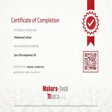 Java Development SE certificate | PDF