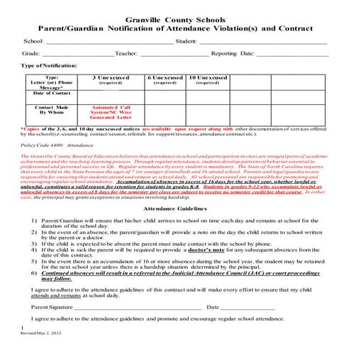 Attendance contract