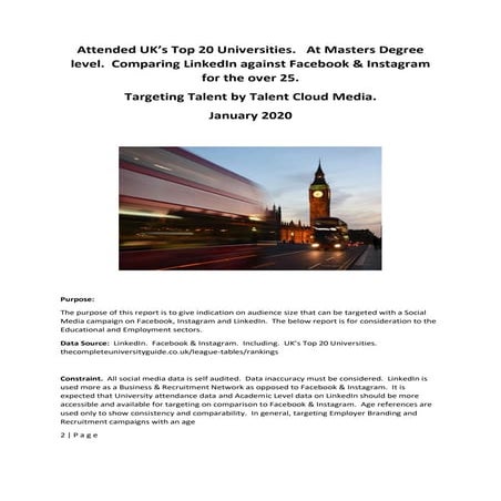 A 2020 Report.  At Master Degree Level.  Over 25  who have attended the UK To...