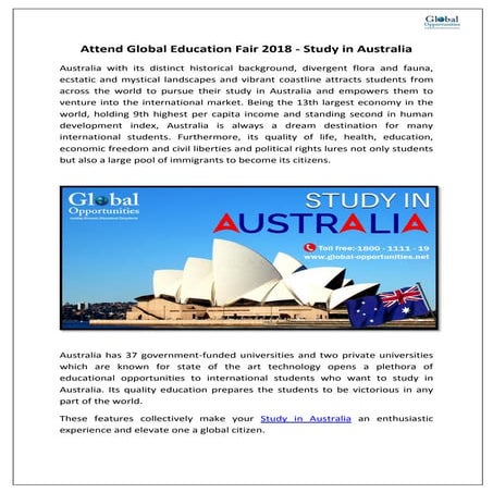 Attend Global Education Fair 2018 - Study in Australia