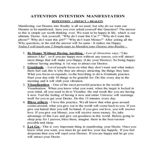 Attention Intention Manifestation Docx