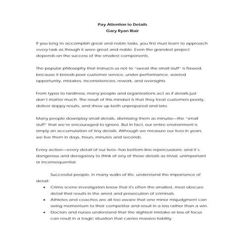 Pay Attention To Details | PDF