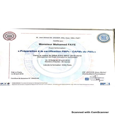 Attestation de formation pmi pour les certifications capm et pmp | PDF