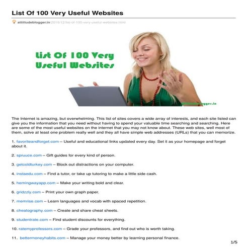 List of 100 very useful websites