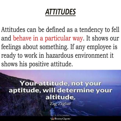 Organizational Behaviour :Attitude