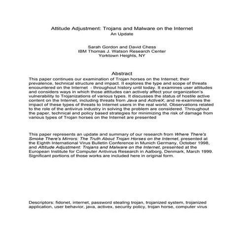 Attitude adjustment trojans and malware on the internet