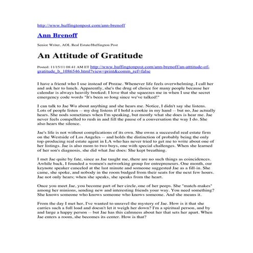Attitude Of Gratitude Article