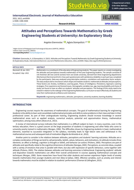 ATTITUDE TOWARD MATHEMATICS OVERCOMING THE POSITIVE NEGATIVE DICHOTOMY ...