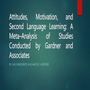 Attitudes, motivation, and second language learning