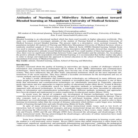 Attitudes of nursing and midwifery school's student toward blended learning a...