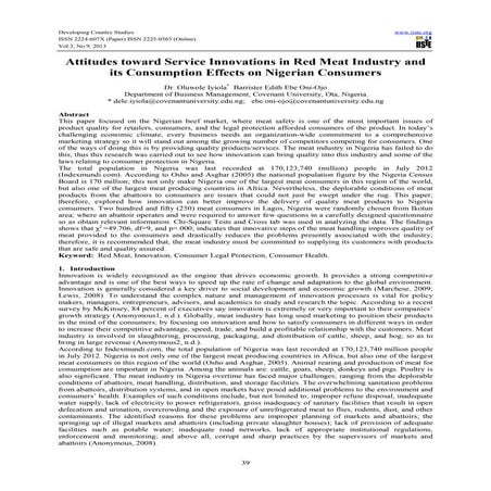 Attitudes toward service innovations in red meat industry and its consumption...