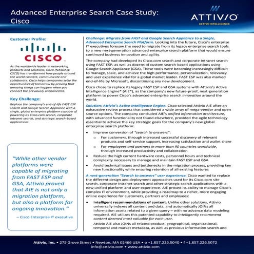Attivio Customer Success Story - Cisco Search & Discovery