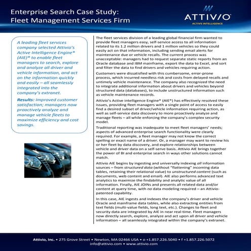 Attivio Customer Success Story - Fleet Services Search & Discovery