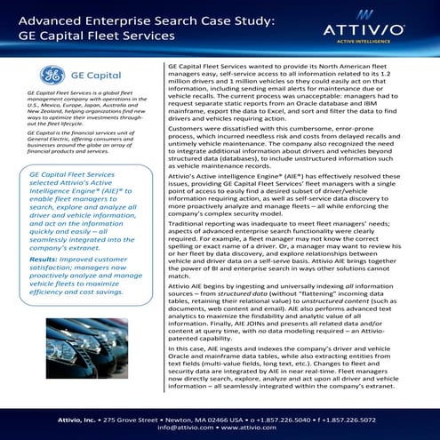 Attivio Customer Success Story - GE Capital Fleet Services Search & Discovery