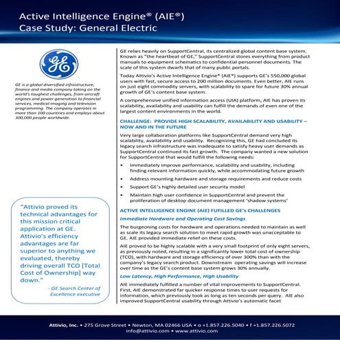 Attivio Customer Success Story - GE Search & Discovery