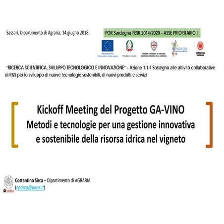 Progetto cluster Ga-vino - Metodi e tecnologie per una gestione innovativa e ...