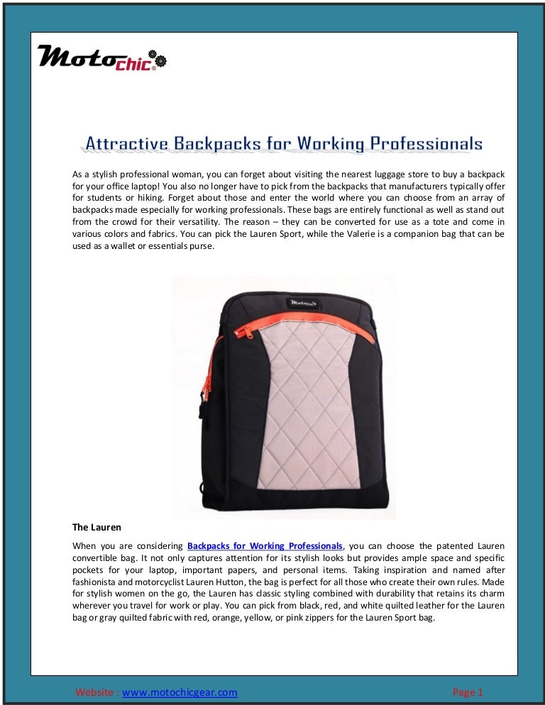 backpacks for working professionals