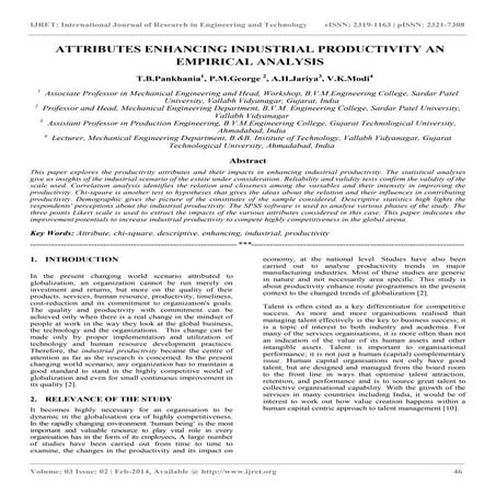 Attributes enhancing industrial productivity an empirical analysis