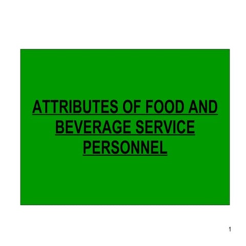 Attributes Of Food And Beverage Service Personnel