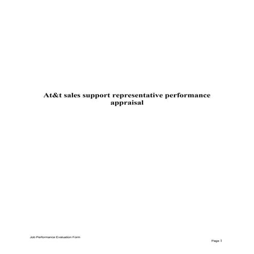 At&t sales support representative performance appraisal