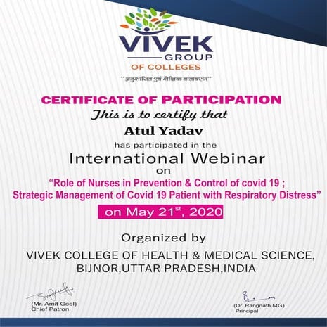 Atul yadav certificate