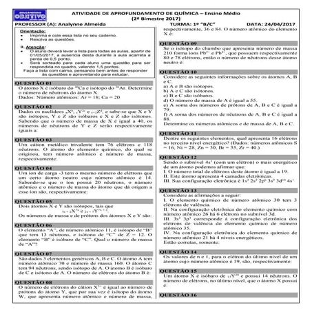 Atv   1º b.c (átomo, íon e distribuição eletronica)