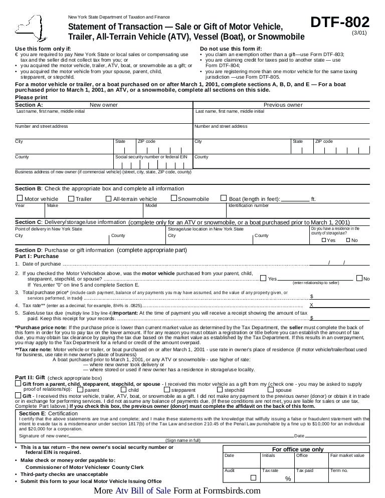 atv bill of sale