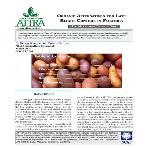 Organic Alternatives for Late Blight Control in Potatoes