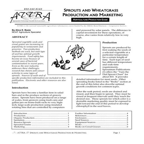 Sprouts and Wheatgrass Production and Marketing | PDF