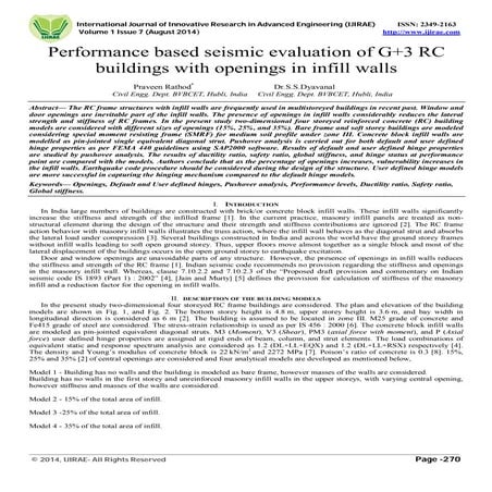 Performance based seismic evaluation of G+3 RC buildings with openings in inf...