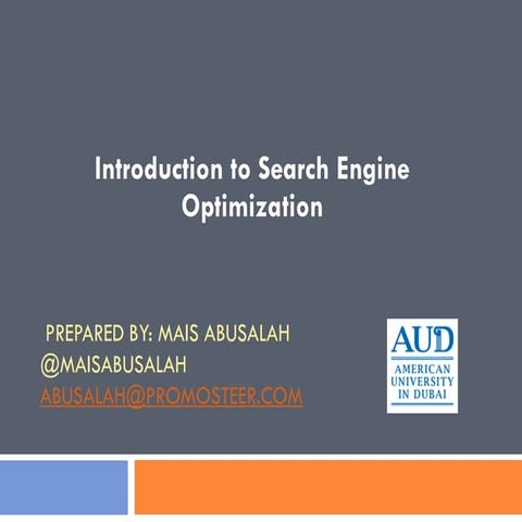 Introduction to Search Engine Optimization - Lecture Prepared for the America...