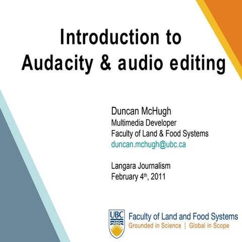 Audacity workshop for Langara Journalism