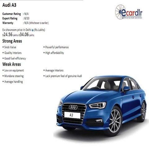 Audi A3 Prices, Mileage, Reviews and Images at Ecardlr