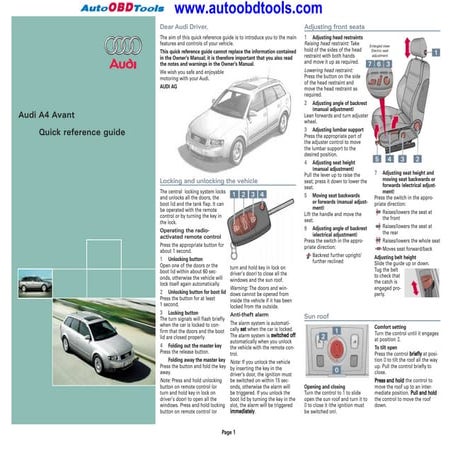 Audi a4 quick reference guide diagram user manual