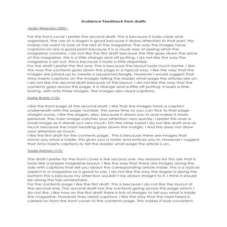 Reflection on audience feedback | DOCX