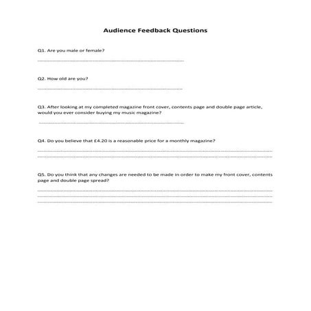 Audience feedback questionnaire
