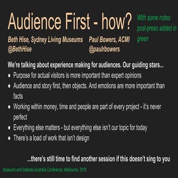 Audience first exhibition and experience