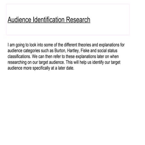 Audience identification research