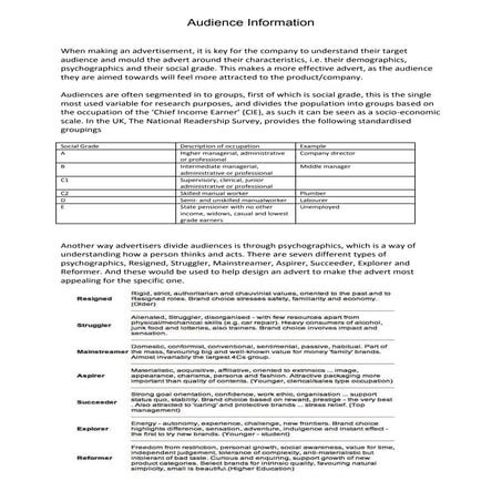 Audience information