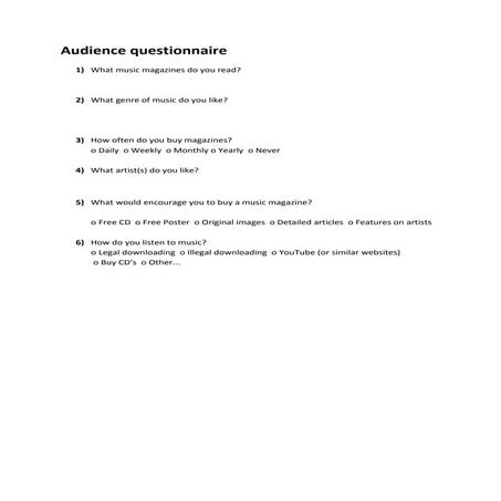 Blank Questionnaire | DOCX