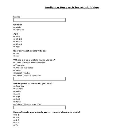 Audience research - Music video Survey