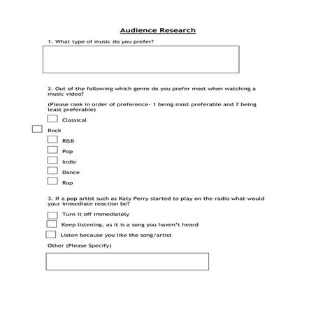 Audience research questionnaire