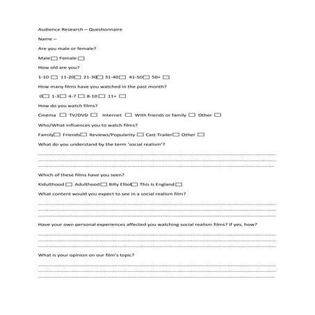 Audience research questionnaire