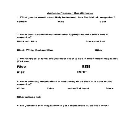 Research - Questionnaire | DOCX