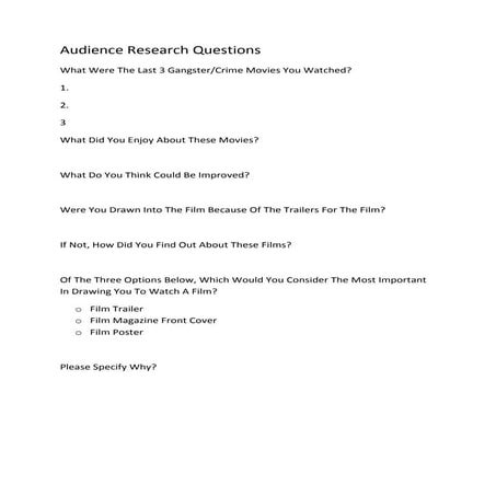 Audience research questions