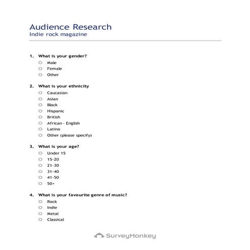 Audience Research Survey | DOCX | Music | Entertainment