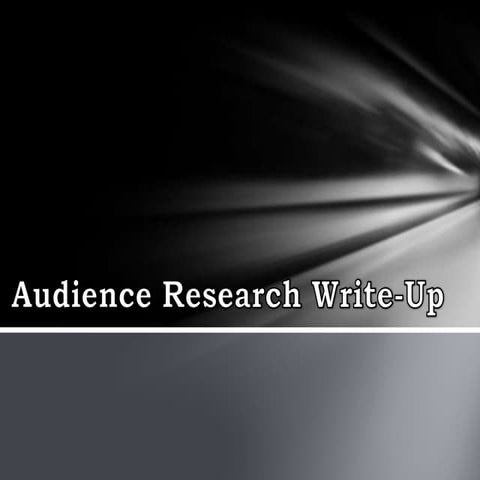 My media Audience Research write up